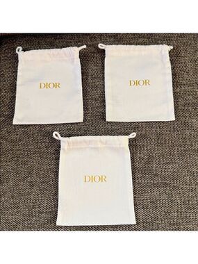 Dior Set of 3 Small Woven Pouch Dust Bag White Gift Wrap Luxury Gift New